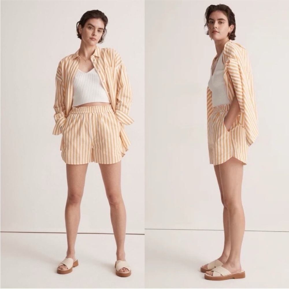 Madewell Yellow Striped Pull On Shorts